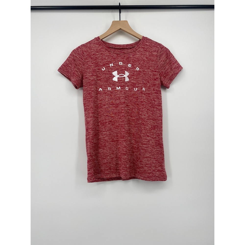 Under Armour HeatGear T-Shirt Space Dye Heather Red Womens XS Short Sleeve Gym